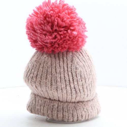 Topshop Womens Pink Acrylic Bobble Hat One Size