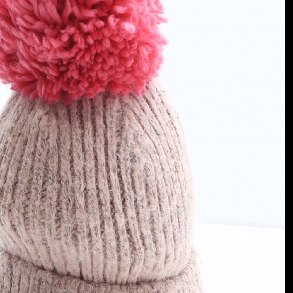 Topshop Womens Pink Acrylic Bobble Hat One Size