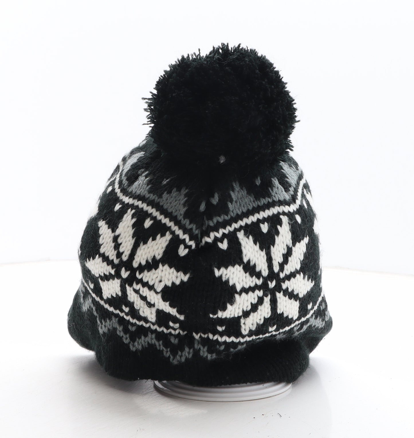 Peacocks Womens Black Fair Isle Acrylic Bonnet One Size - Christmas Icons