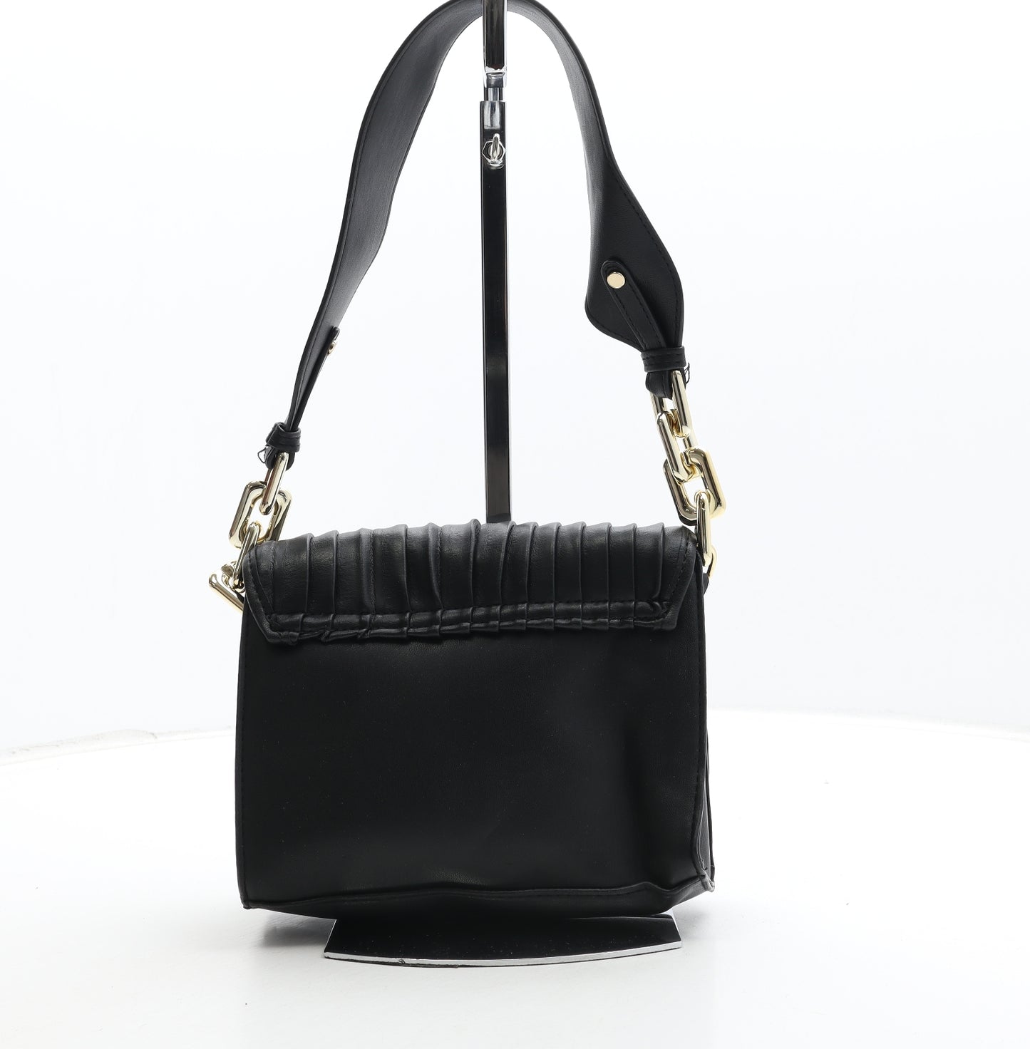 George Womens Black PVC Shoulder Bag Size Small