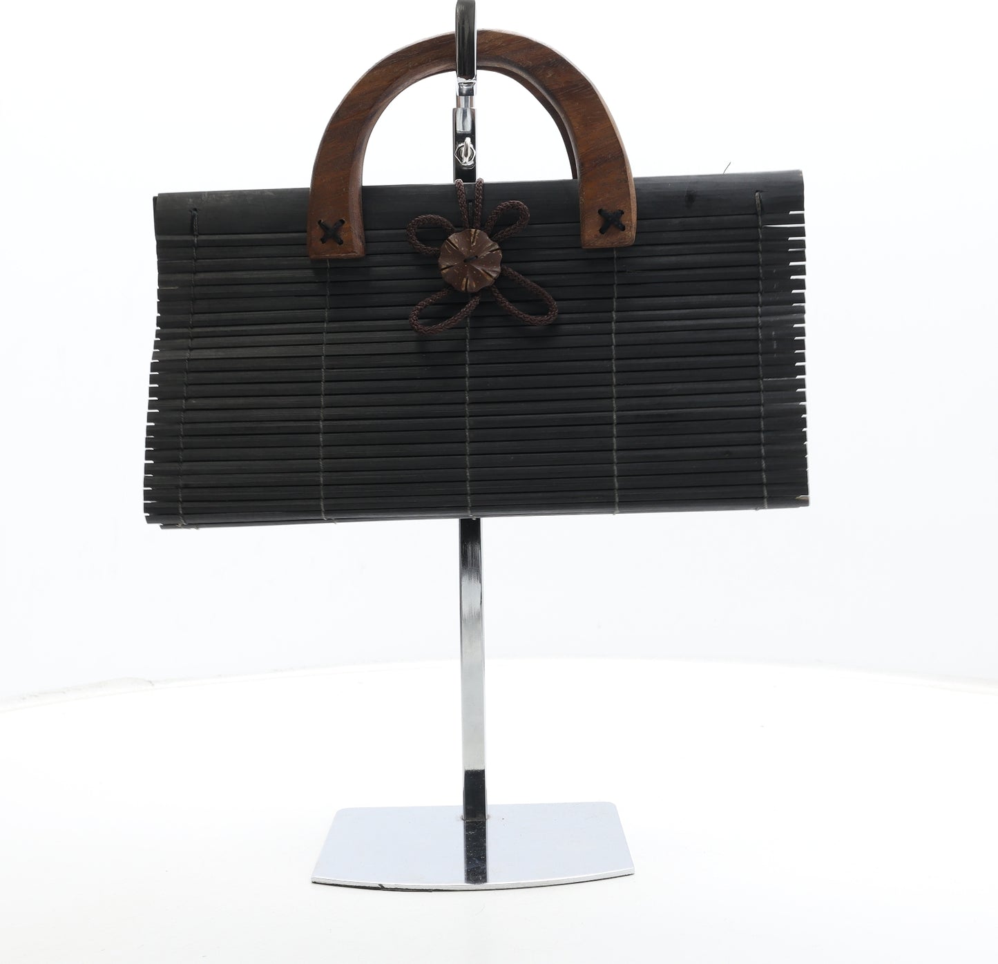 Preworn Womens Black Polyester Top Handle Bag Size Small - Wooden Handels