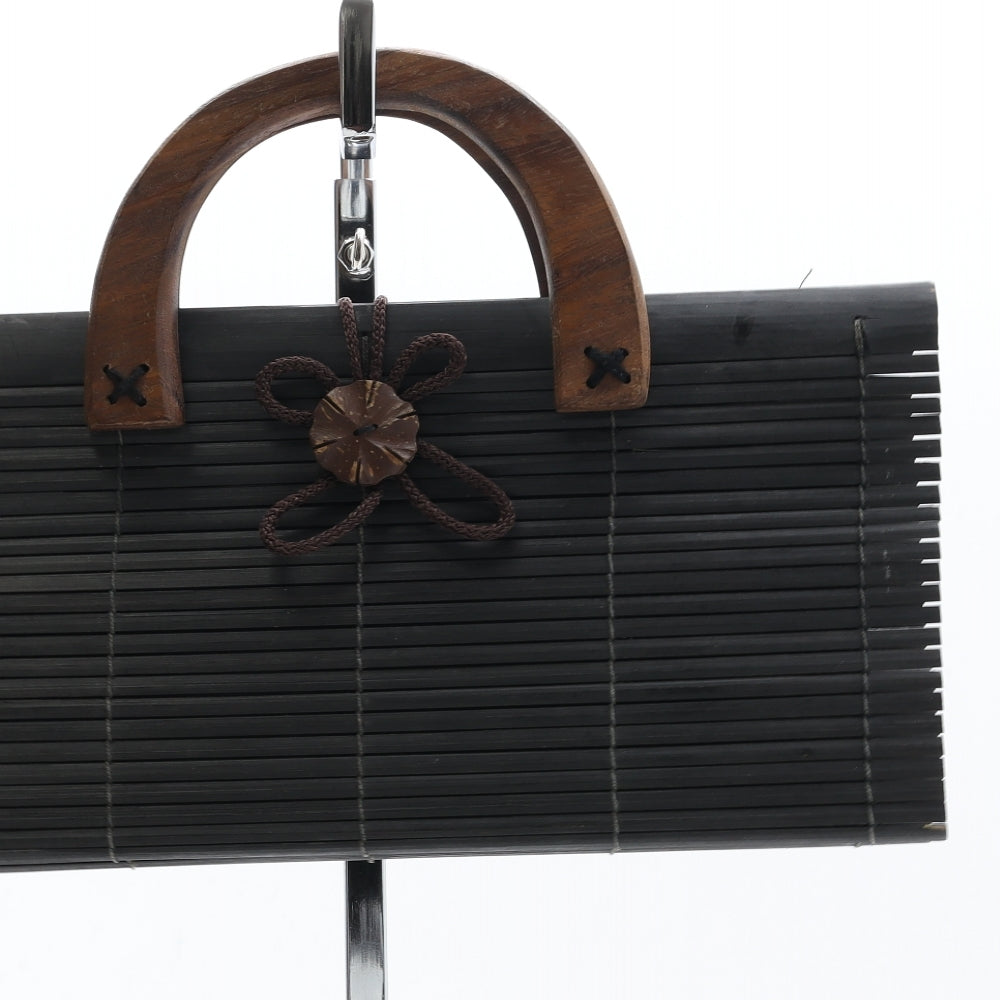 Preworn Womens Black Polyester Top Handle Bag Size Small - Wooden Handels