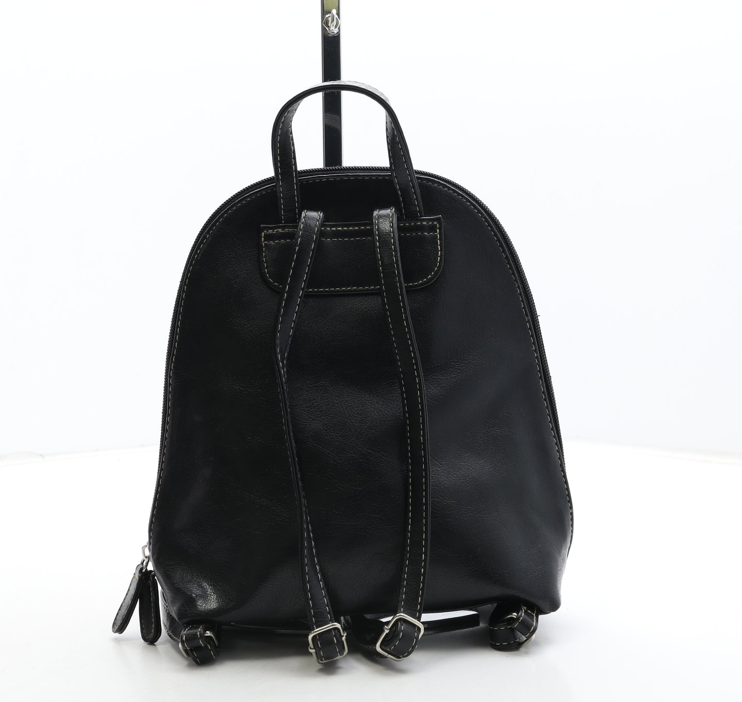 F&F Womens Black Polyurethane Backpack Size Medium