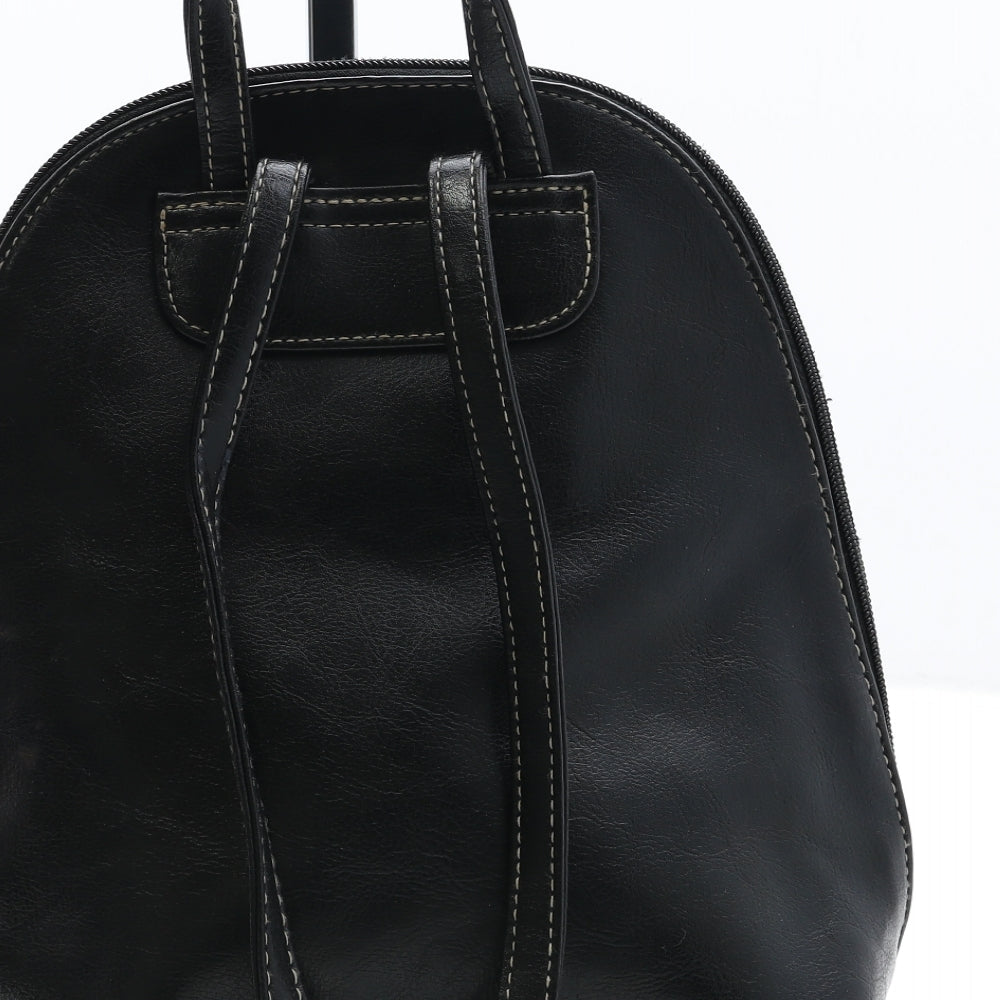 F&F Womens Black Polyurethane Backpack Size Medium