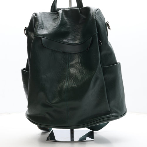Preworn Womens Green Polyurethane Backpack Size Medium