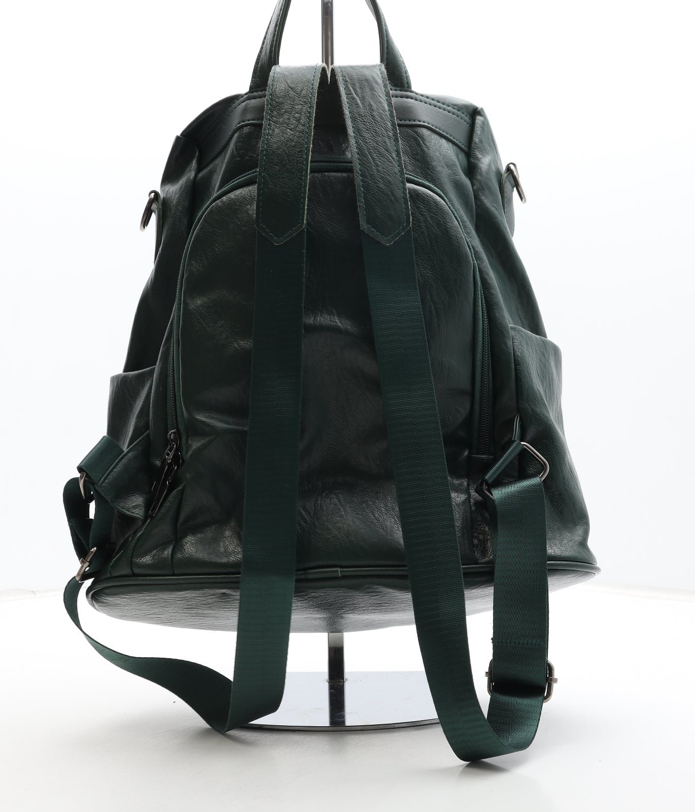 Preworn Womens Green Polyurethane Backpack Size Medium
