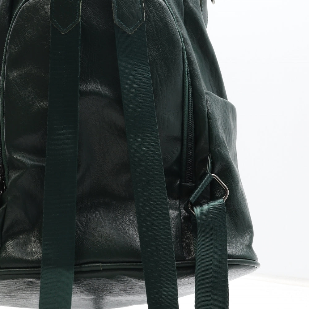Preworn Womens Green Polyurethane Backpack Size Medium