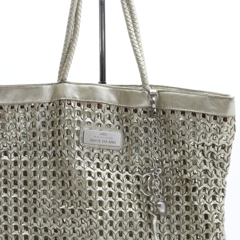 River Island Womens Gold Geometric Polyurethane Top Handle Bag Size Large