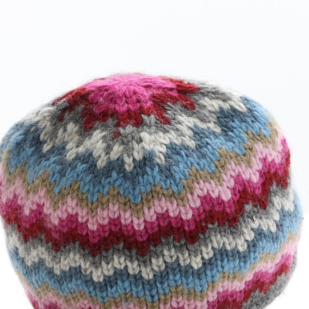 Headwear by Kusan Womens Multicoloured Geometric Wool Beanie One Size