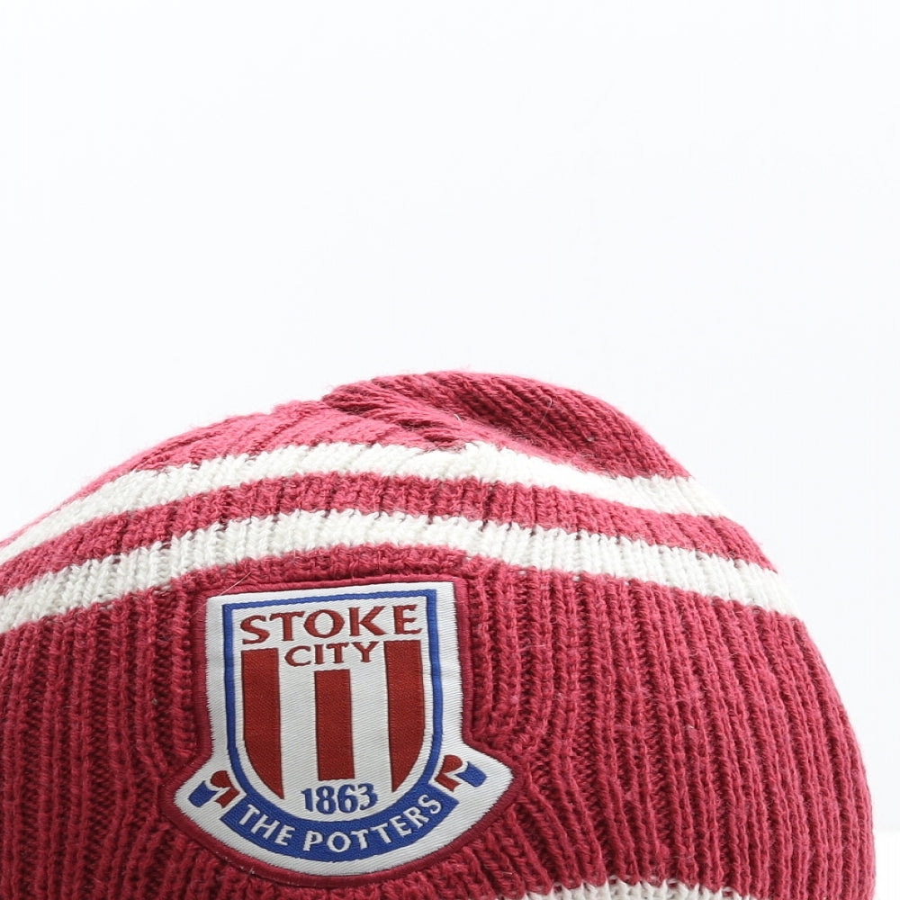 Stoke City Mens Red Striped Acrylic Beanie One Size