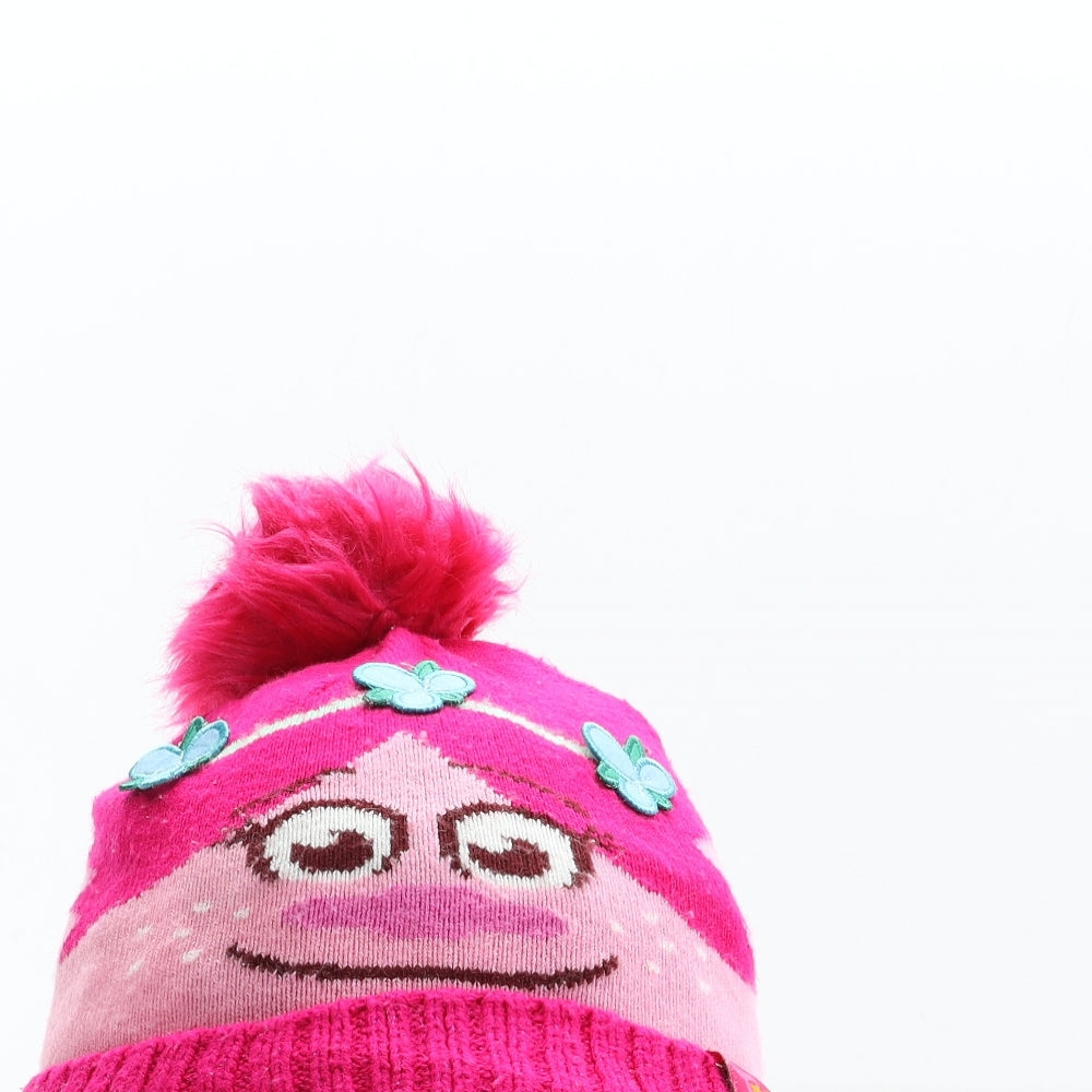TU Girls Pink Acrylic Beanie Size S - Trolls
