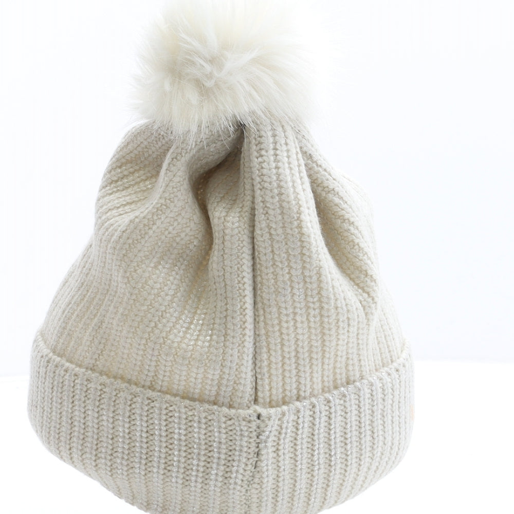 River Island Womens Ivory Acrylic Bobble Hat One Size