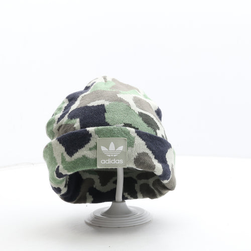 adidas Mens Green Camouflage Acrylic Beanie One Size - Logo