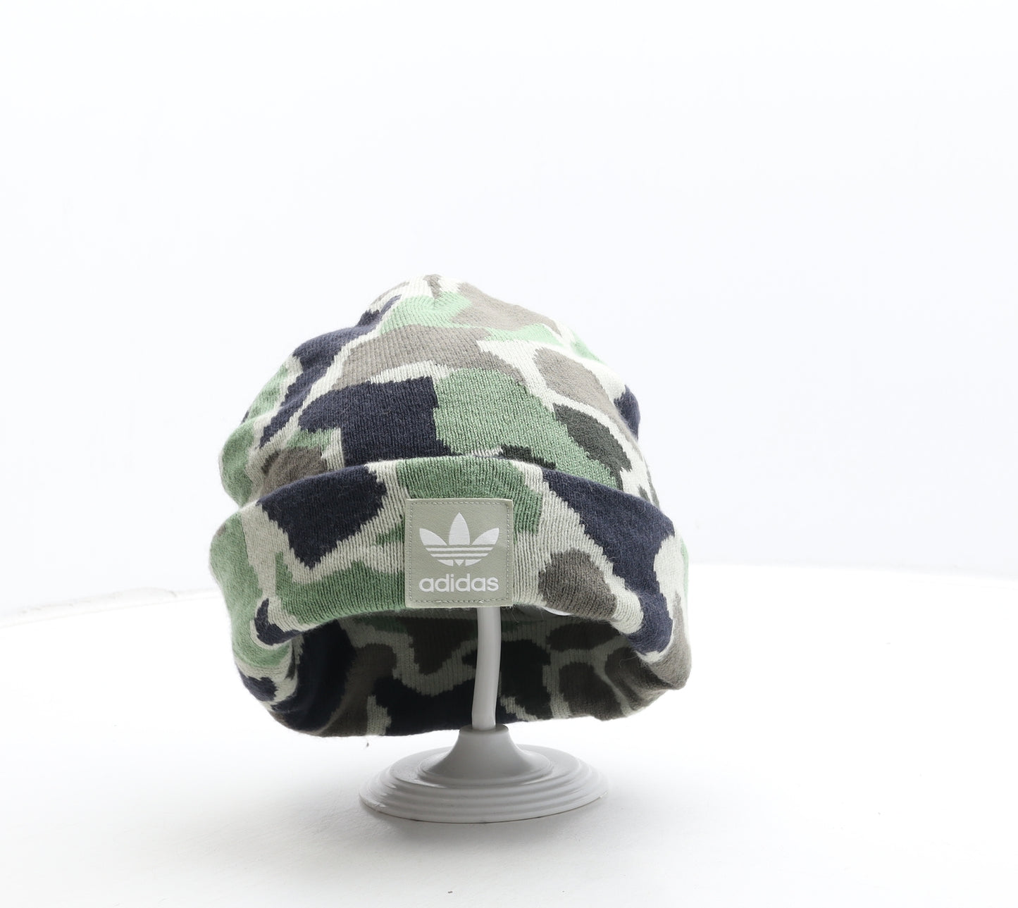 adidas Mens Green Camouflage Acrylic Beanie One Size - Logo