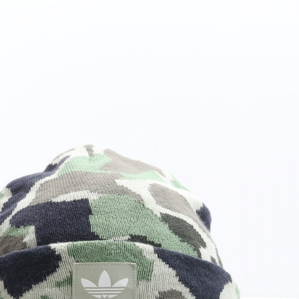 adidas Mens Green Camouflage Acrylic Beanie One Size - Logo