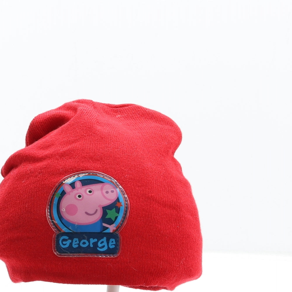 Peppa Pig Boys Red Acrylic Beanie Size S - George
