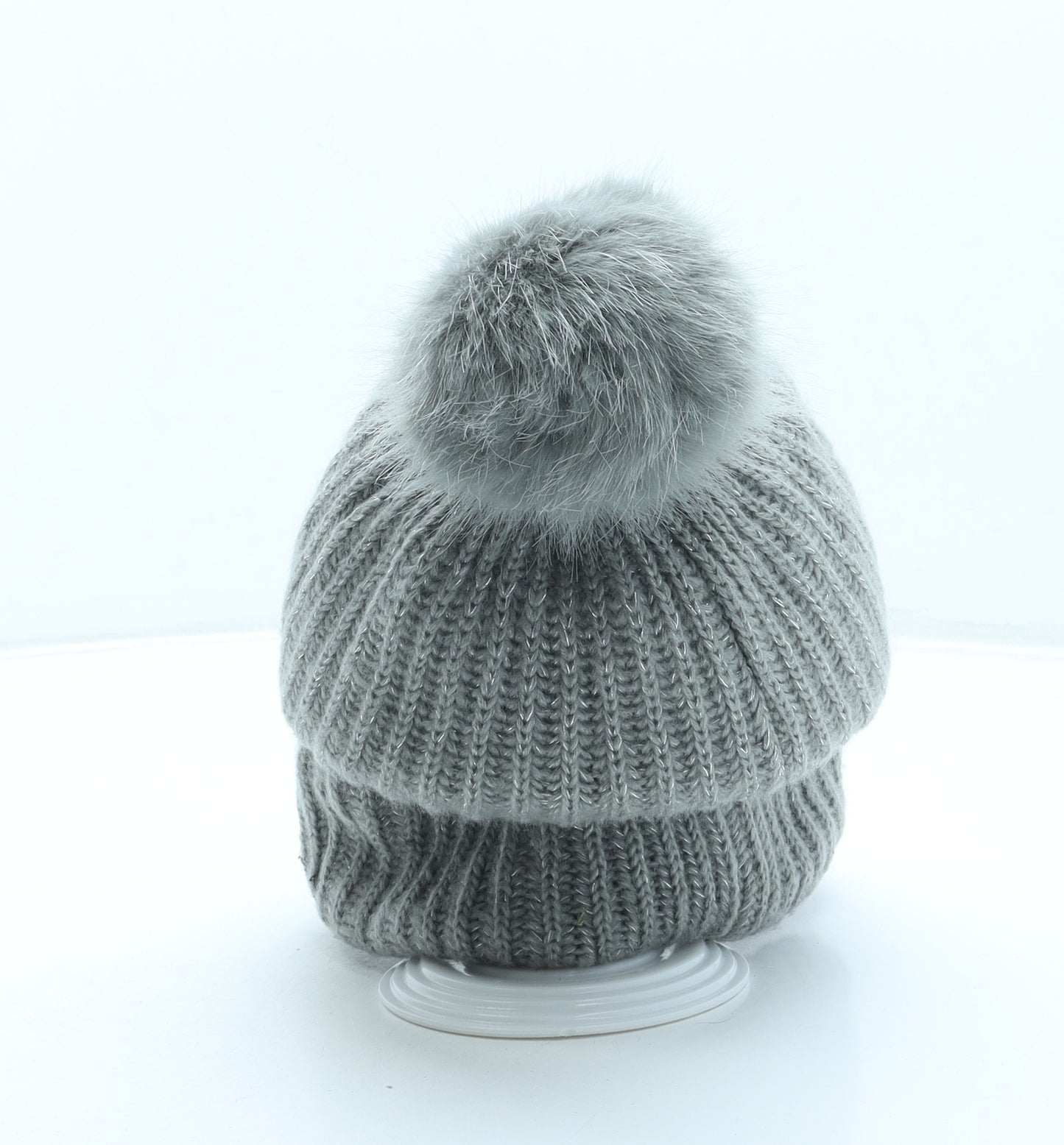 Victoria's Secret Womens Grey Acrylic Bobble Hat One Size - Pom Pom