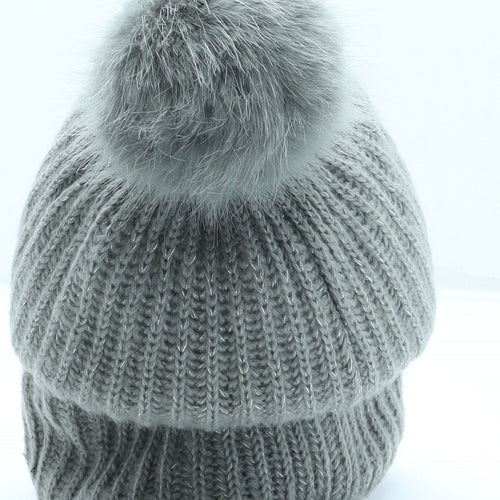 Victoria's Secret Womens Grey Acrylic Bobble Hat One Size - Pom Pom