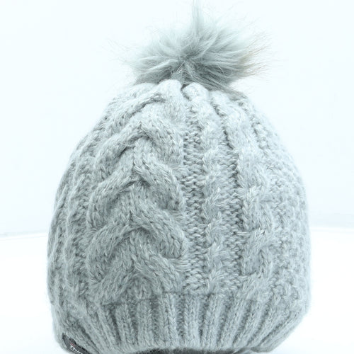 George Womens Grey Acrylic Bobble Hat One Size - Pom Pom