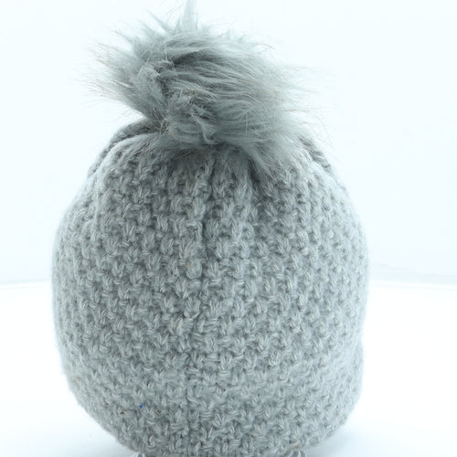 George Womens Grey Acrylic Bobble Hat One Size - Pom Pom