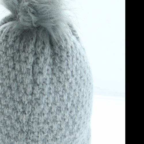 George Womens Grey Acrylic Bobble Hat One Size - Pom Pom