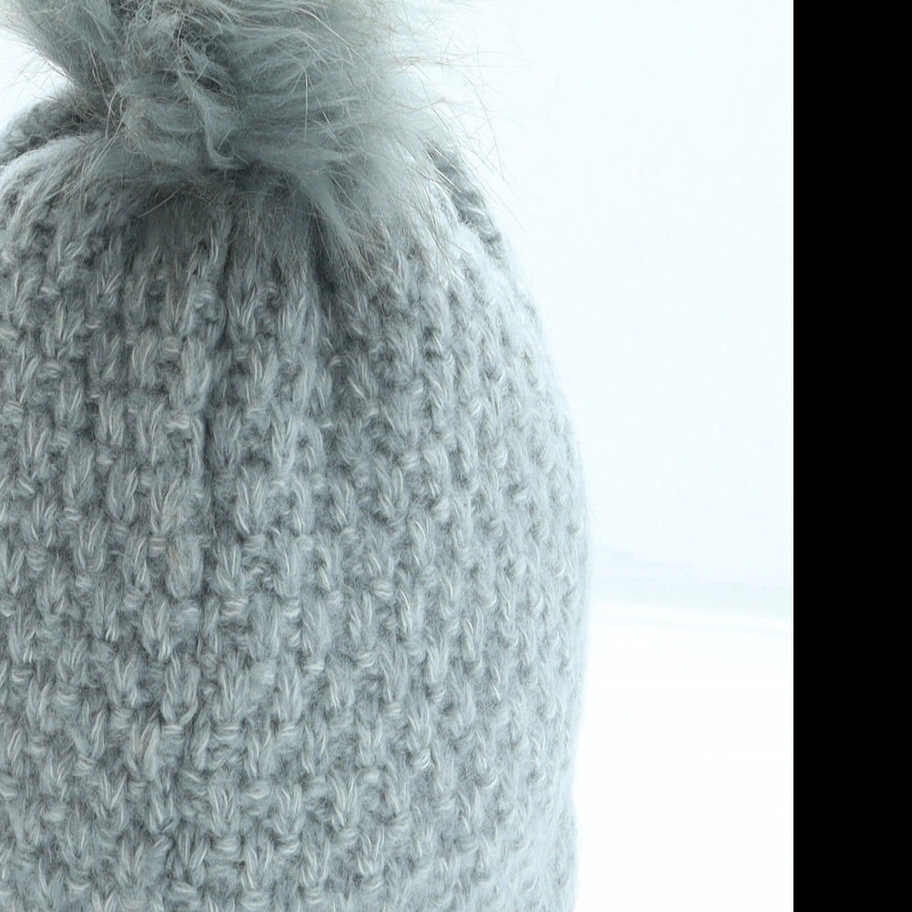 George Womens Grey Acrylic Bobble Hat One Size - Pom Pom
