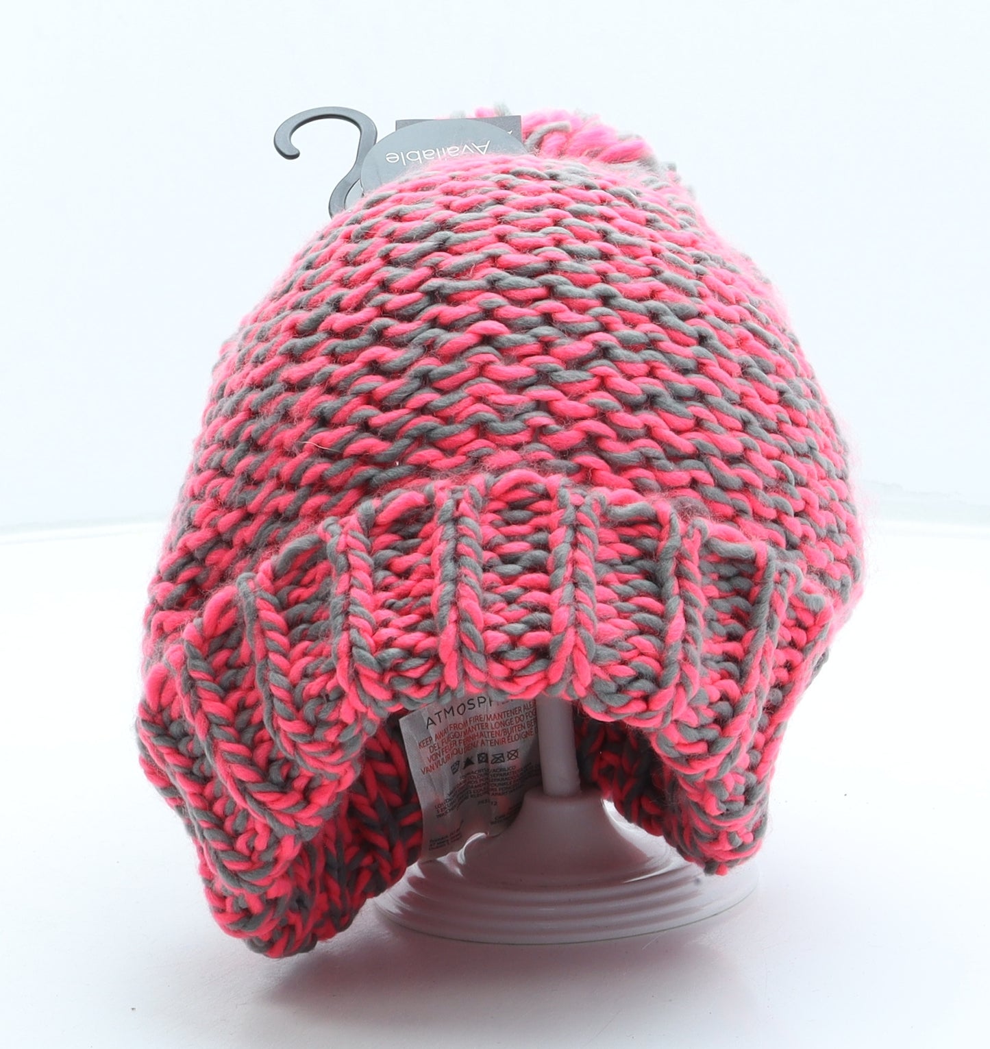 Atmosphere Womens Pink Acrylic Bobble Hat One Size - Pom Pom