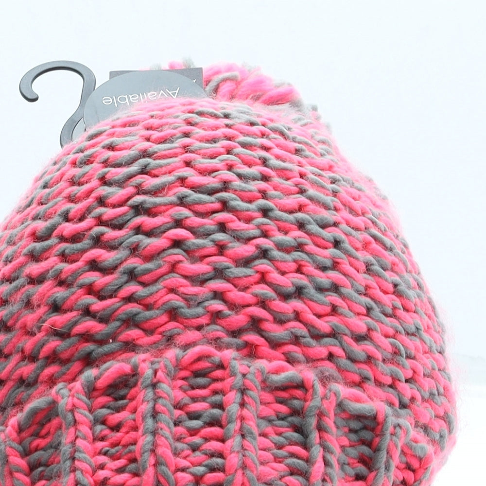 Atmosphere Womens Pink Acrylic Bobble Hat One Size - Pom Pom