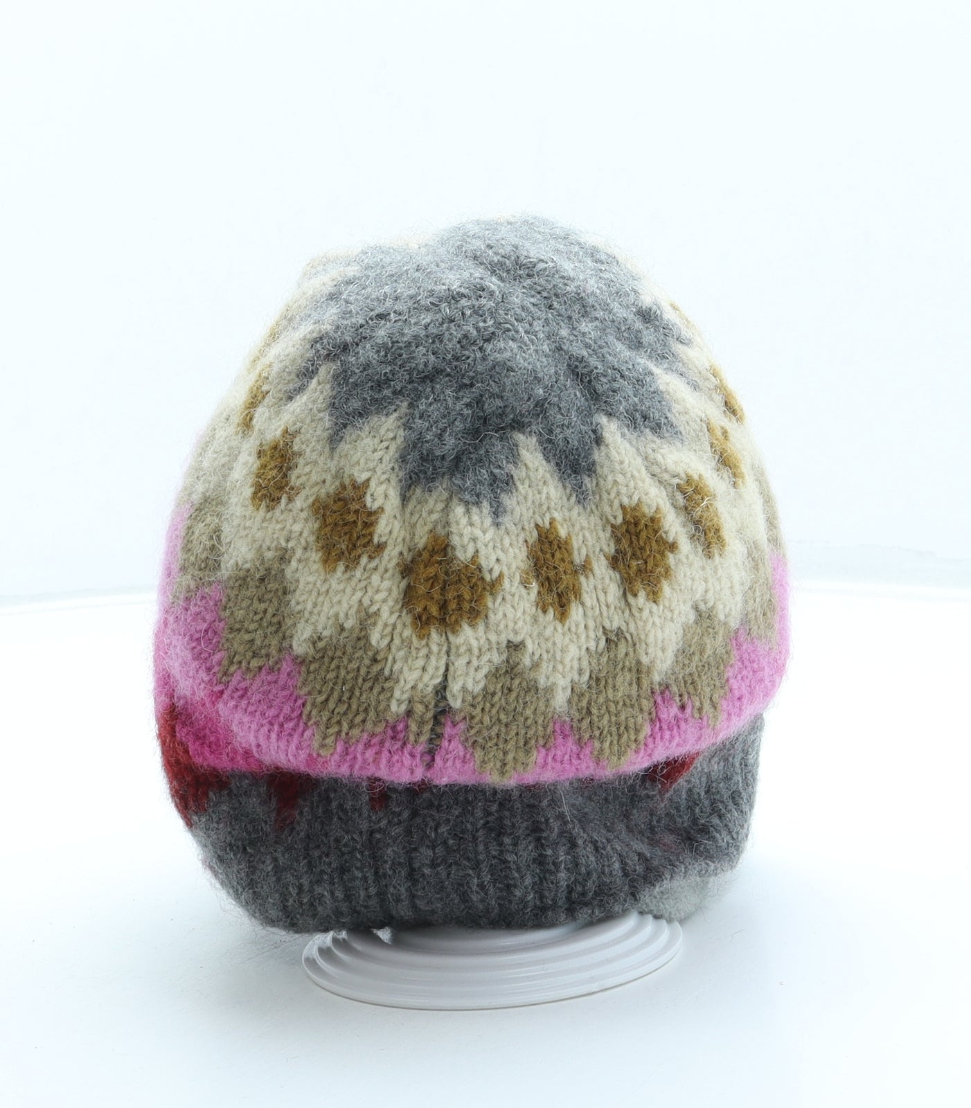 San Accessories Womens Multicoloured Geometric Wool Beanie One Size