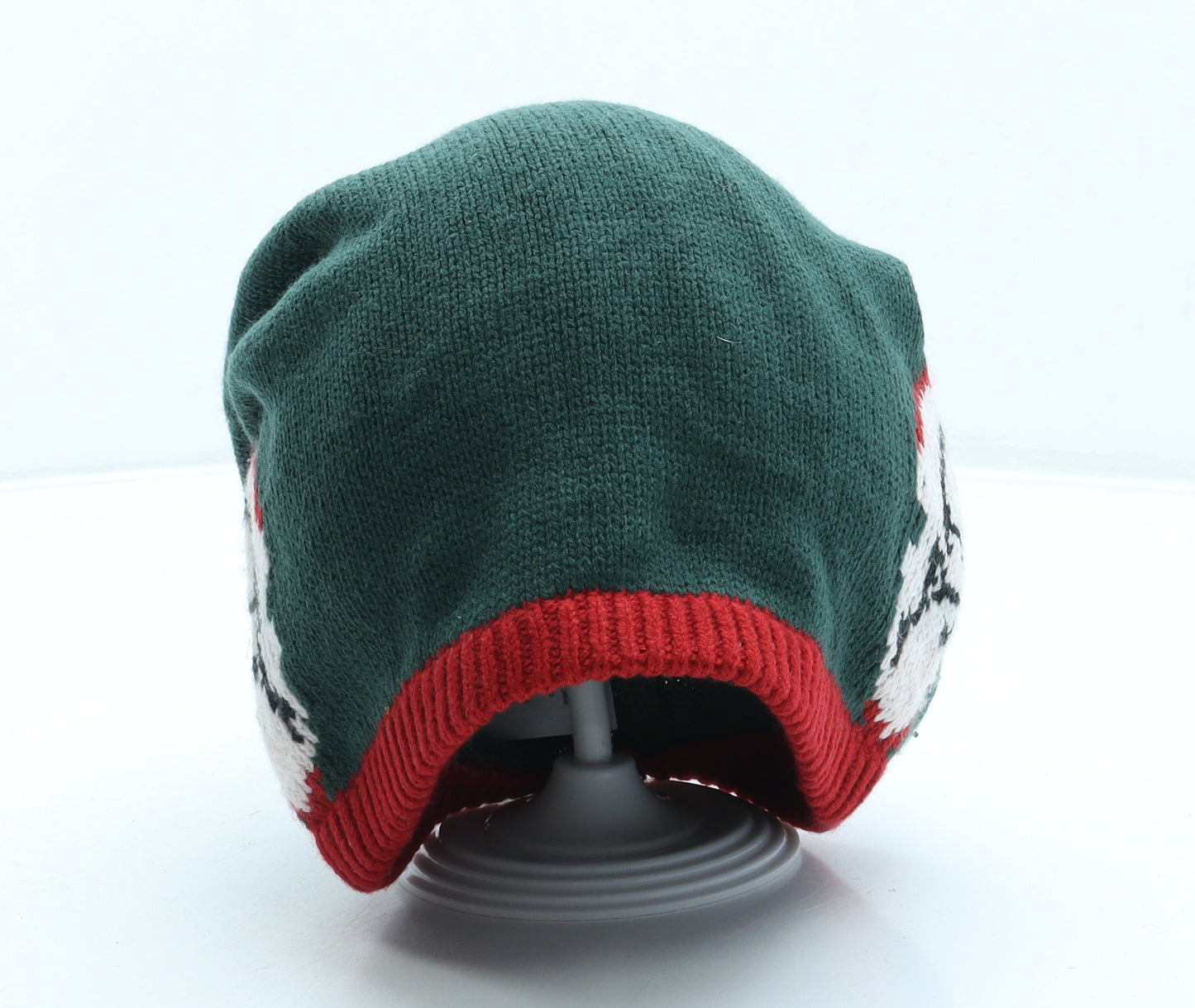 George Mens Green Acrylic Beanie Size L - Elf bobble hat