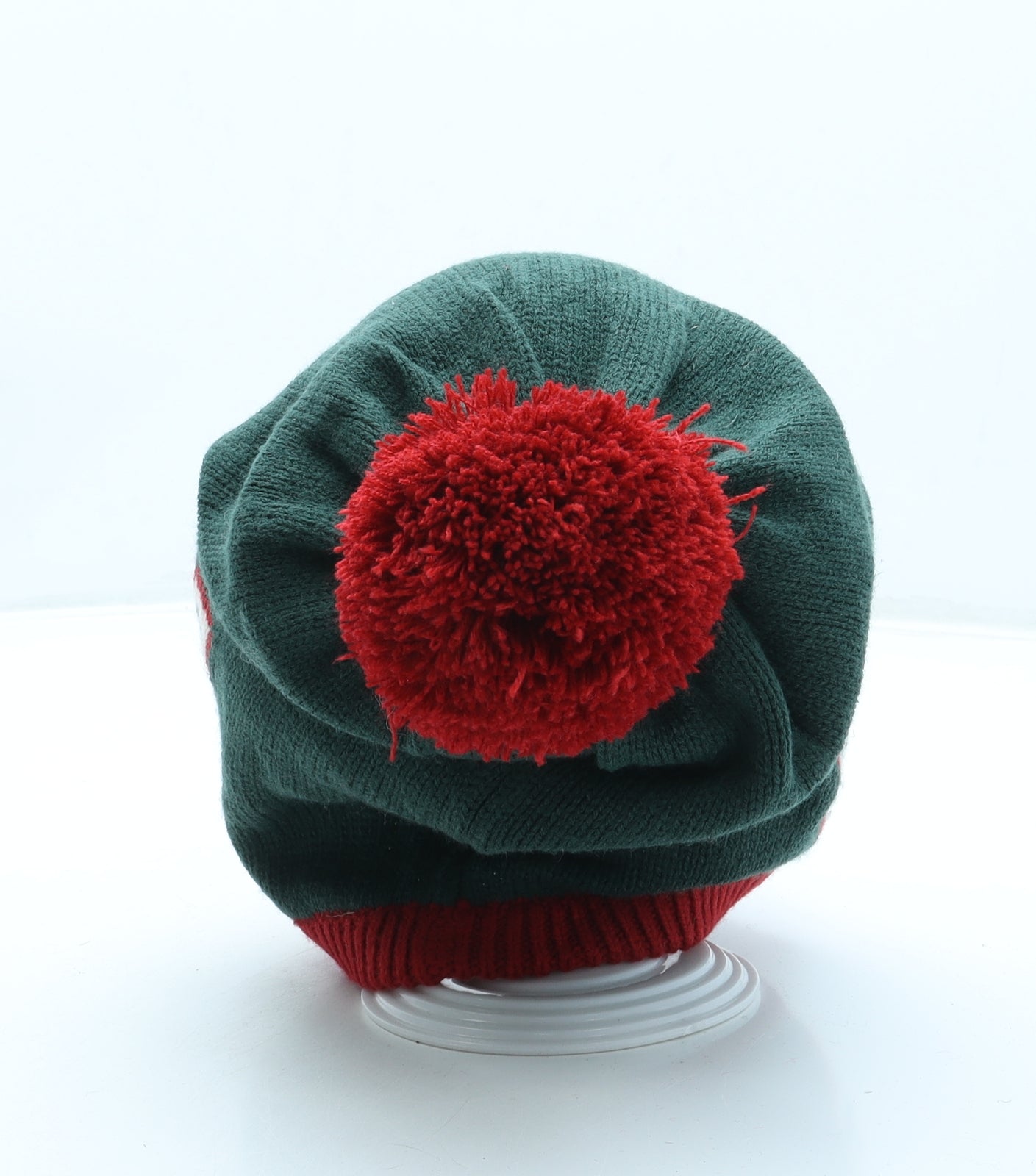 George Mens Green Acrylic Beanie Size L - Elf bobble hat