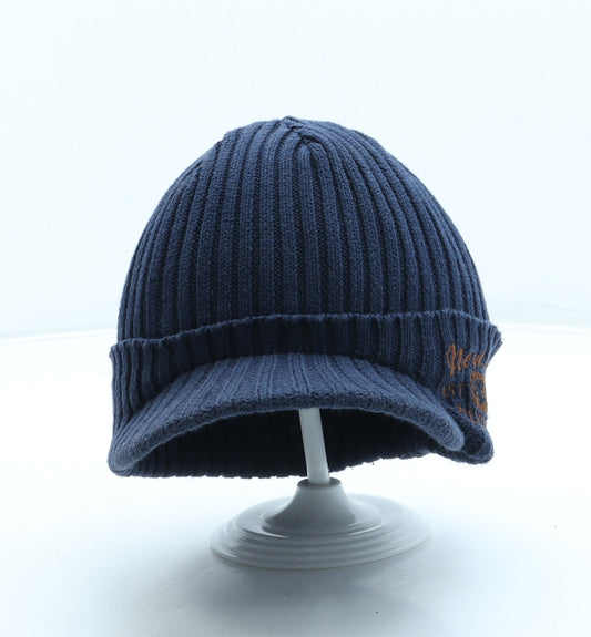 NEXT Boys Blue Cotton Beanie One Size - Peak front