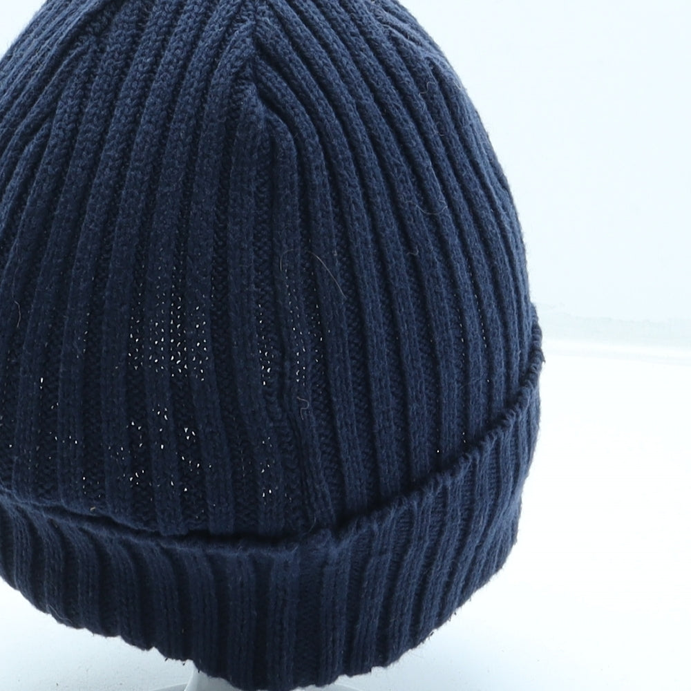 NEXT Boys Blue Cotton Beanie One Size - Peak front