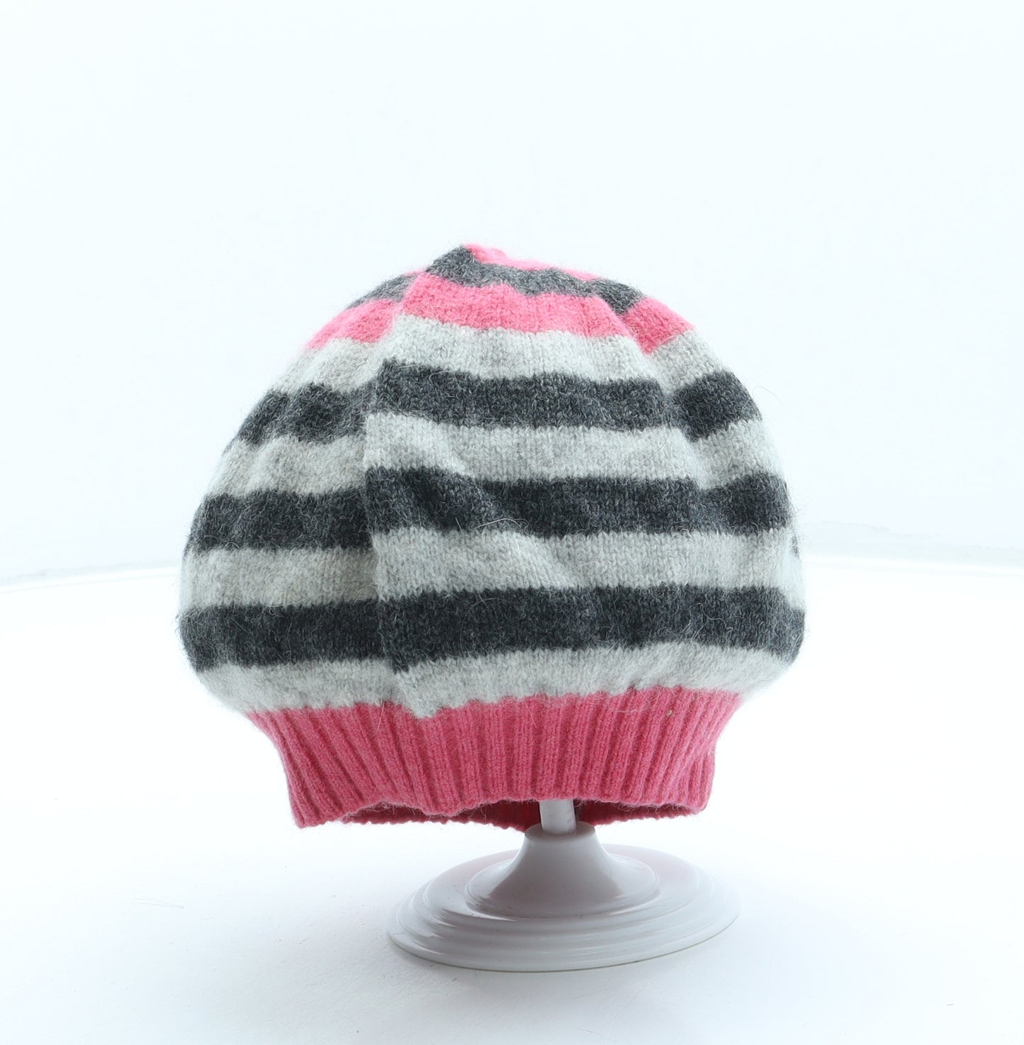 Mini Boden Girls Grey Striped Wool Beret Size M