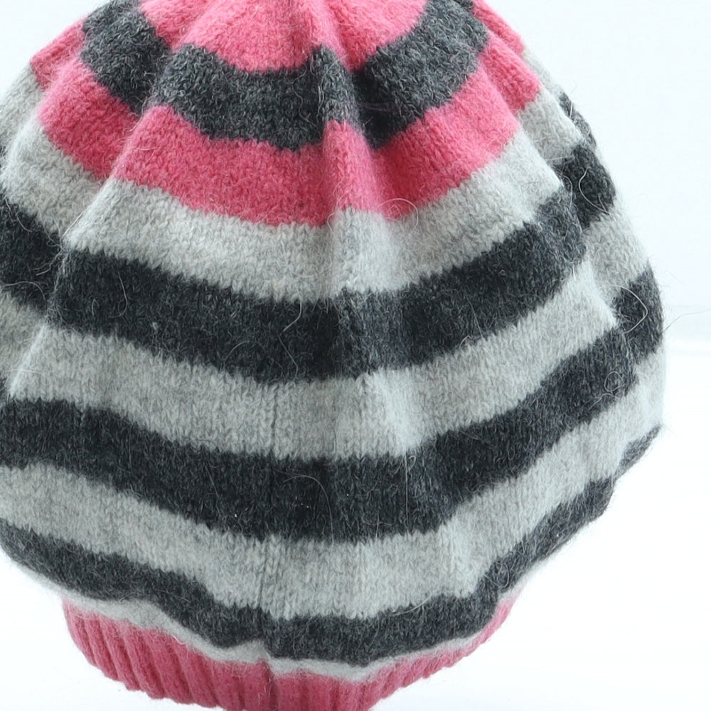 Mini Boden Girls Grey Striped Wool Beret Size M