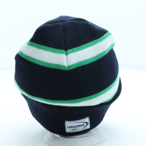 Lansdowne Mens Blue Striped Acrylic Beanie One Size - Ireland