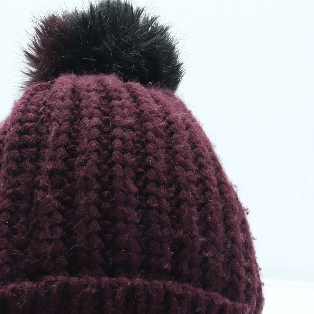 River Island Womens Red Acrylic Bobble Hat One Size - Pom Pom