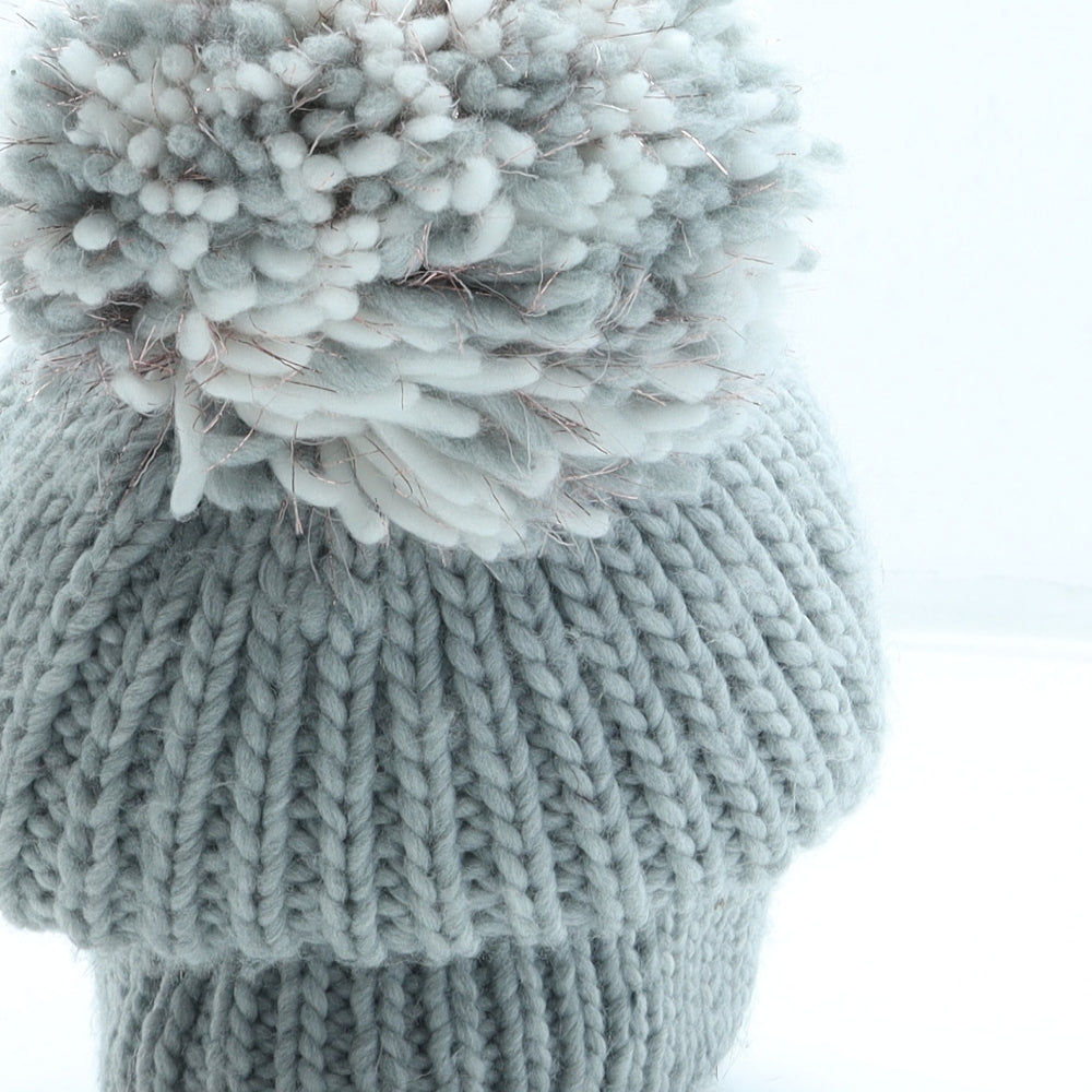 NEXT Womens Grey Acrylic Bobble Hat One Size - Pom Pom