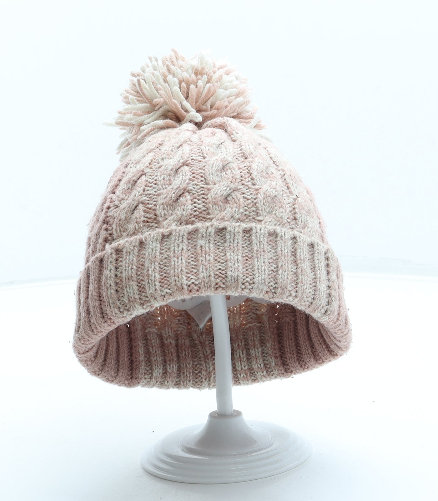 George Girls Pink Acrylic Bobble Hat One Size - Pom Pom