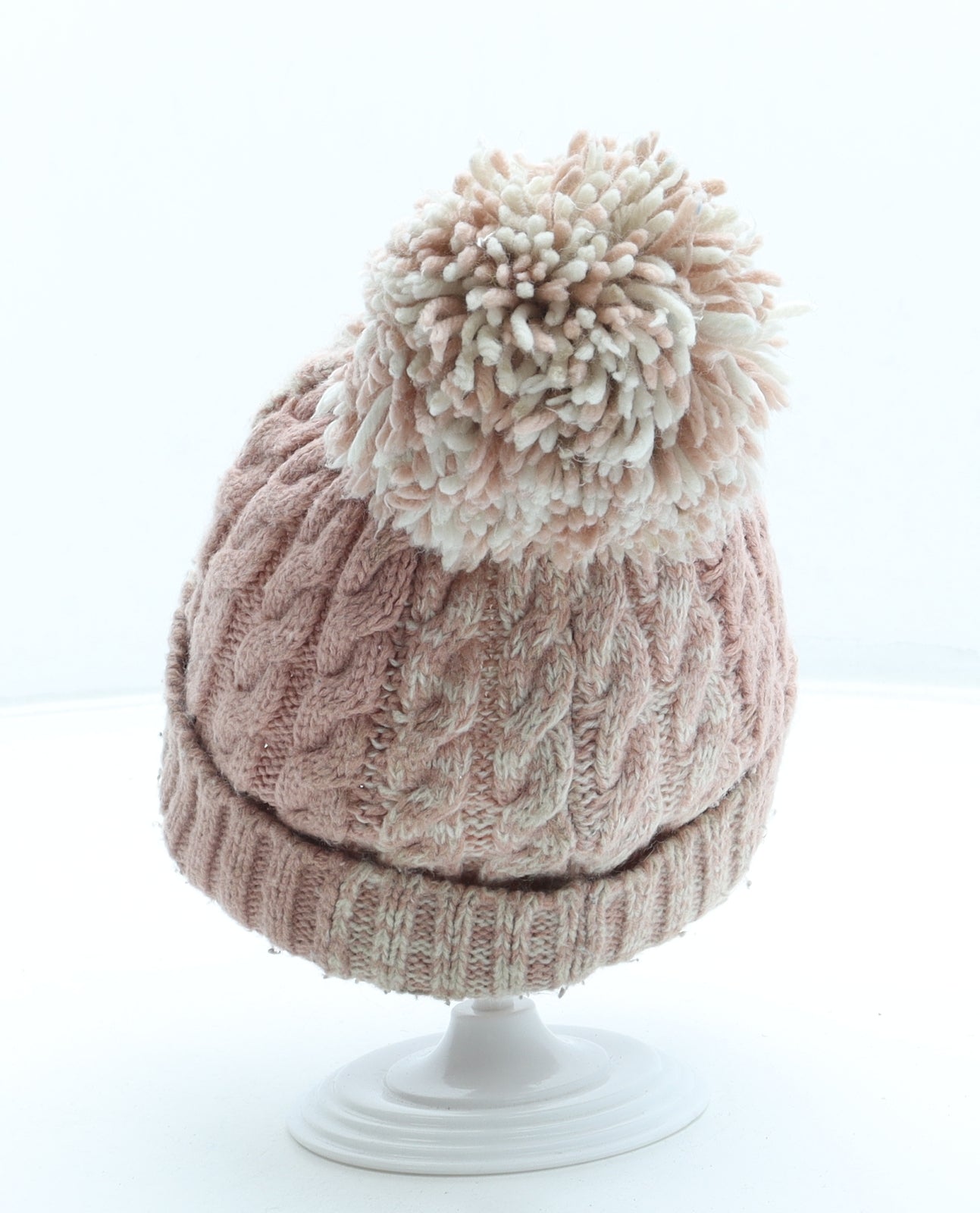 George Girls Pink Acrylic Bobble Hat One Size - Pom Pom