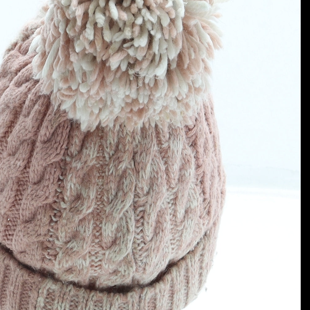 George Girls Pink Acrylic Bobble Hat One Size - Pom Pom