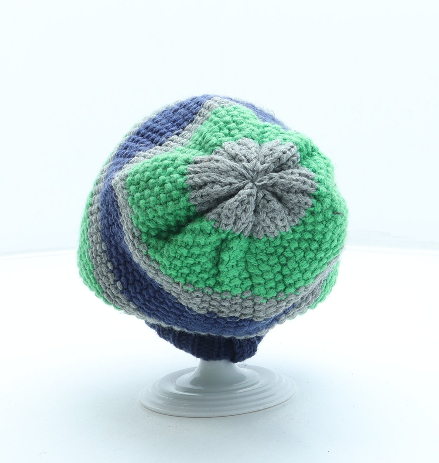 Crane Mens Blue Striped Acrylic Beanie One Size