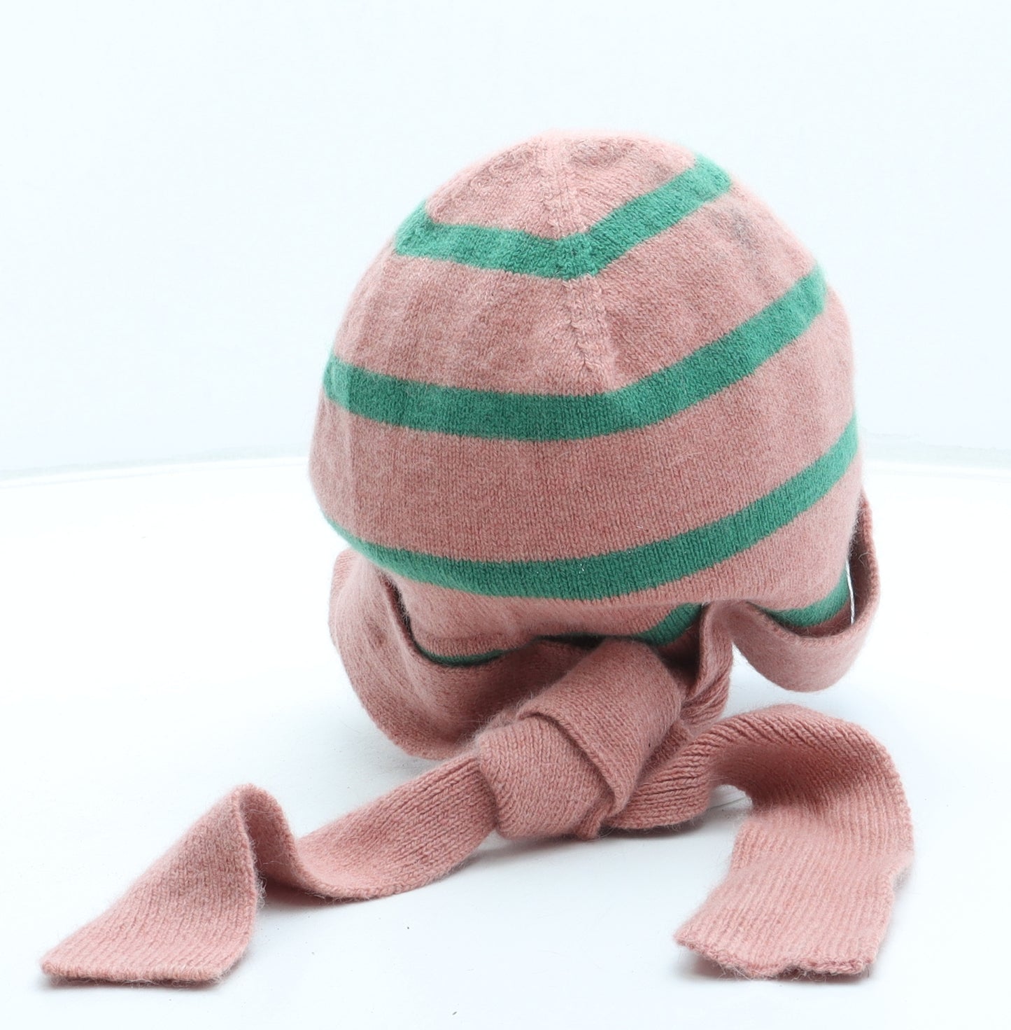 Paul Smith Womens Pink Striped Wool Beanie One Size - Peak front
