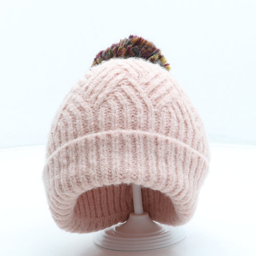 F&F Womens Pink Acrylic Bobble Hat One Size - Pom Pom
