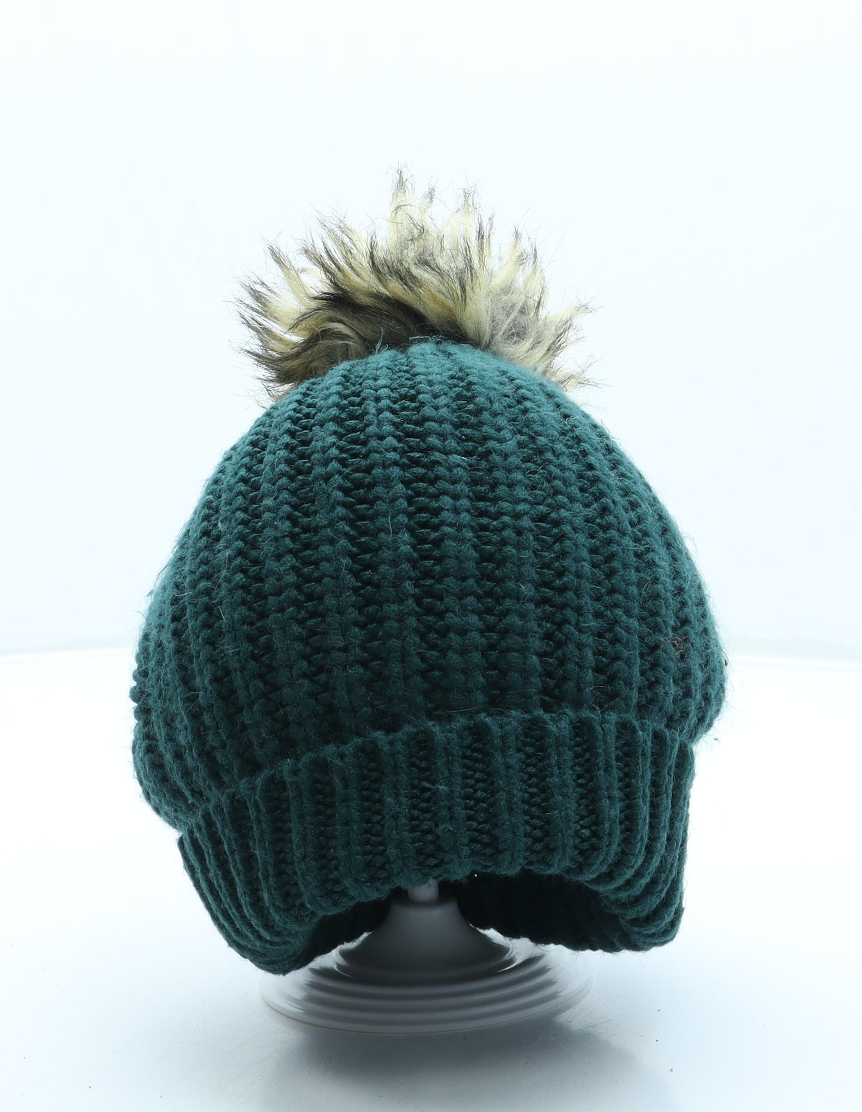 Primark Womens Green Acrylic Bobble Hat One Size - Pom Pom