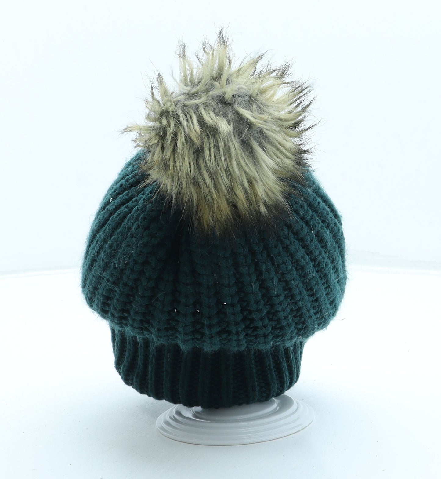 Primark Womens Green Acrylic Bobble Hat One Size - Pom Pom