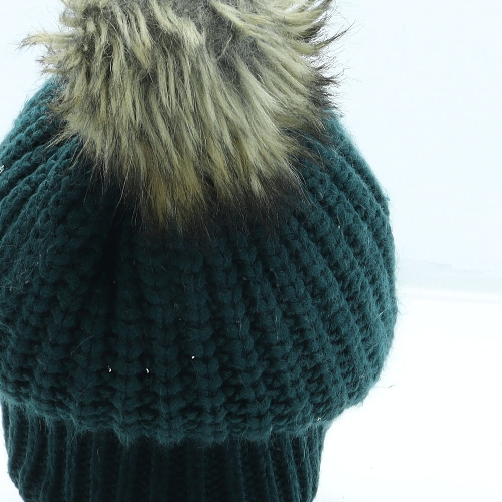 Primark Womens Green Acrylic Bobble Hat One Size - Pom Pom