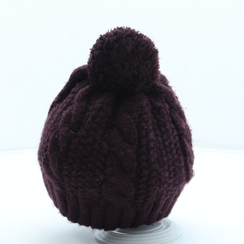 F&F Womens Red Acrylic Bobble Hat One Size - Pom Pom