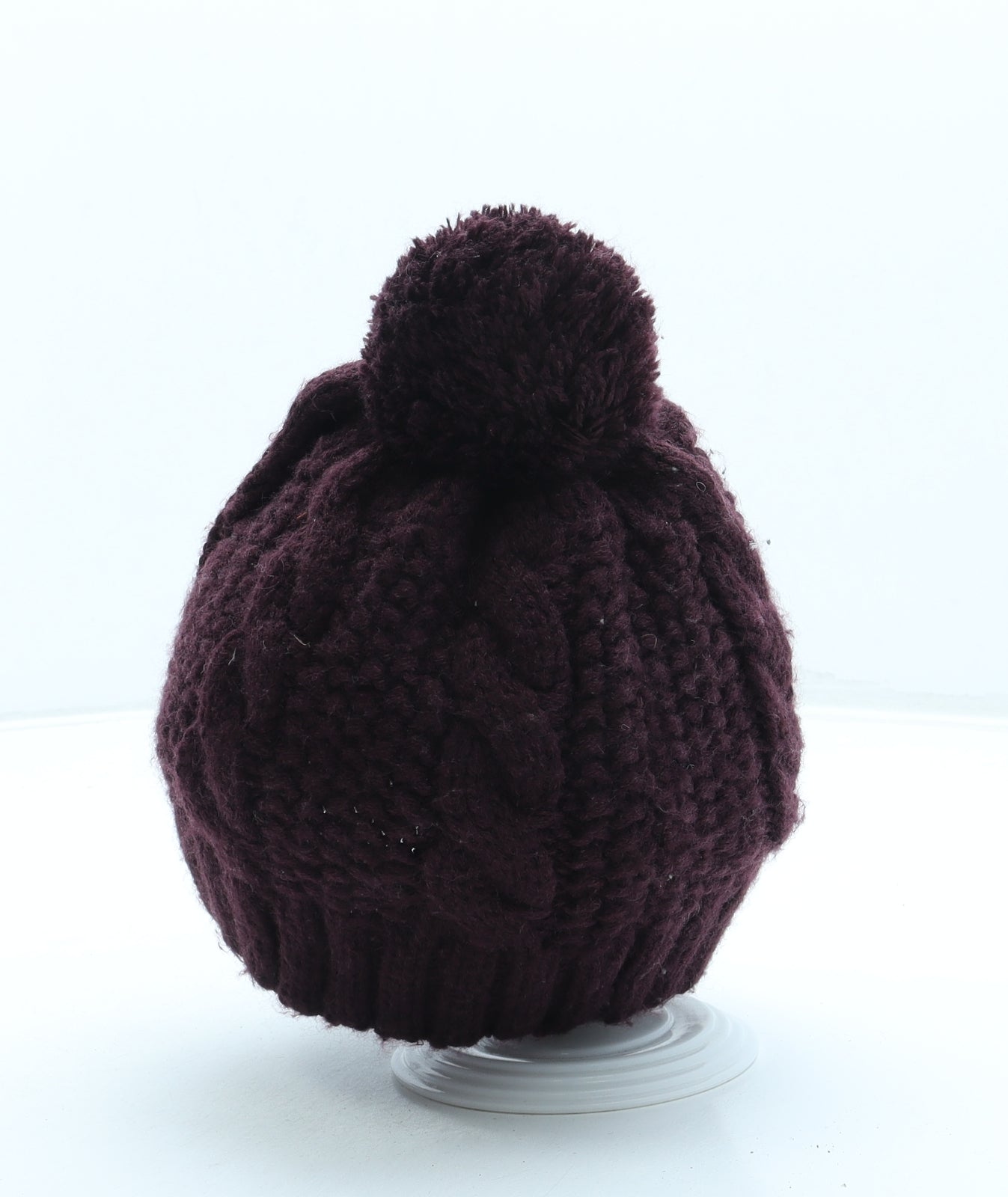 F&F Womens Red Acrylic Bobble Hat One Size - Pom Pom
