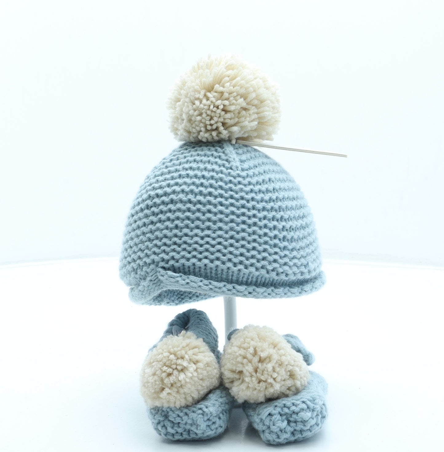 NEXT Boys Blue Acrylic Bobble Hat One Size - Pom Pom